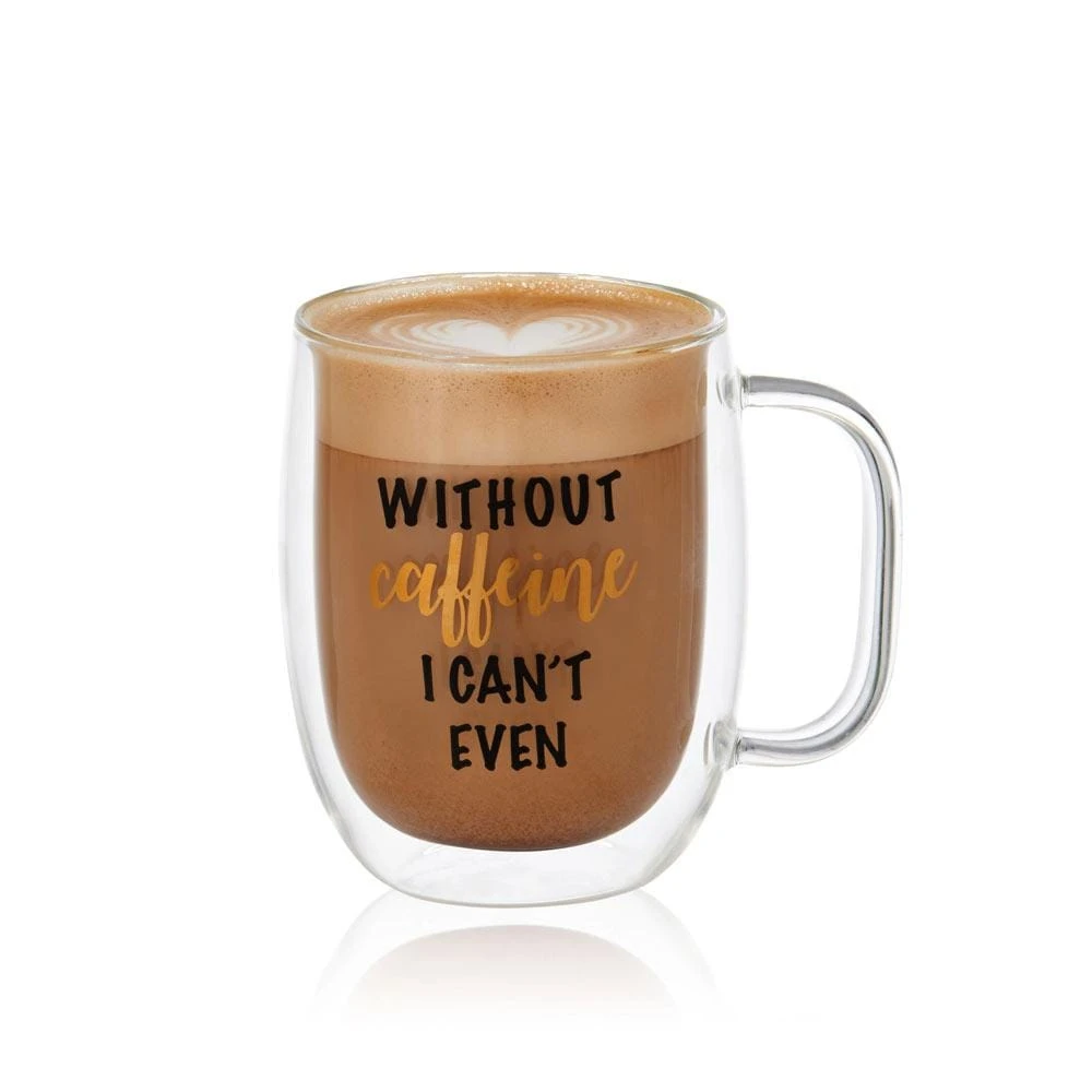 MIKASA Double Wall Mug And Stemless Wine Glass Set Of 2, Caffeine Wine Sentiment 5 MIKASA Double Wall Mug And Stemless Wine Glass Set Of 2, Caffeine Wine Sentiment - Image 3