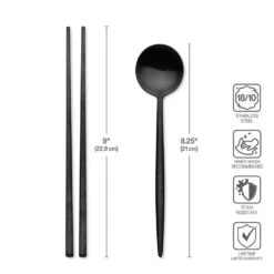 Studio Nova Black Chopsticks And Spoon Set -Tableware Shop studio nova black chopsticks and spoon set 5292765 5