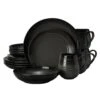 MIKASA Swirl Black Coupe With Graphite Ombre Accent 16 Piece Dinnerware Set, Service For 4 -Tableware Shop swirl coupe graphite 16 piece dinnerware set service for 4 5264301 1