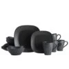 MIKASA Swirl Graphite Square 16 Piece Dinnerware Set, Service For 4 -Tableware Shop swirl graphite square 16 piece dinnerware set service for 4 5138520 1