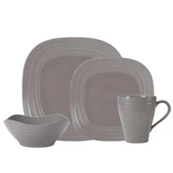 MIKASA Swirl Mocha Square 4 Piece Place Setting