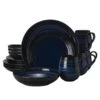 MIKASA Swirl Black Coupe With Cobalt Ombre Accent 16 Piece Dinnerware Set, Service For 4 -Tableware Shop swirl ombre cobalt coupe 16 piece dinnerware set service for 4 5264484 1