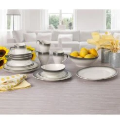 MIKASA Swirl Ombre Graphite 16 Piece Dinnerware Set, Service For 4 -Tableware Shop swirl ombre graphite 16 piece dinnerware set service for 4 5138527 2