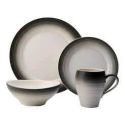 MIKASA Swirl Ombre Graphite 16 Piece Dinnerware Set, Service For 4 -Tableware Shop swirl ombre graphite 16 piece dinnerware set service for 4 5138527 8