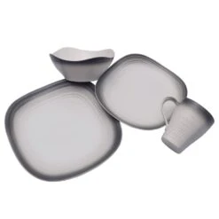 MIKASA Swirl Square Graphite -Tableware Shop swirl ombre graphite square 4 piece place setting 5234541 2
