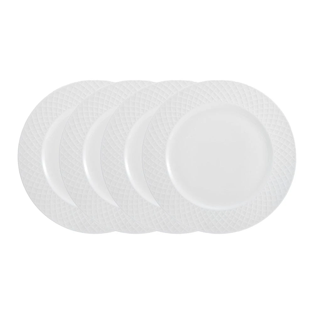 MIKASA Trellis White Set Of 4 Dinner Plates 3 MIKASA Trellis White Set Of 4 Dinner Plates
