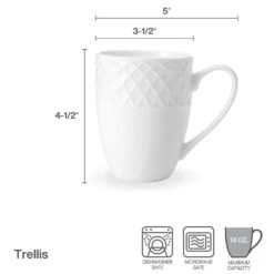 MIKASA Trellis White Set Of 4 Mugs -Tableware Shop trellis white set of 4 mugs K45216694 3