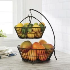 Tully 2 Tier Fruit Storage Basket With Banana Hook -Tableware Shop tully 2 tier fruit storage basket with banana hook 5286218 3