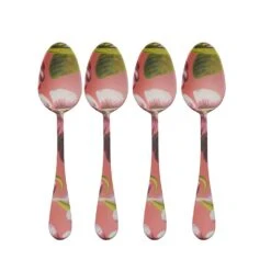 Vintage Botanical Set Of 4 Teaspoons