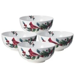 MIKASA Winter Cardinal Set Of 4 Soup Cereal Bowls